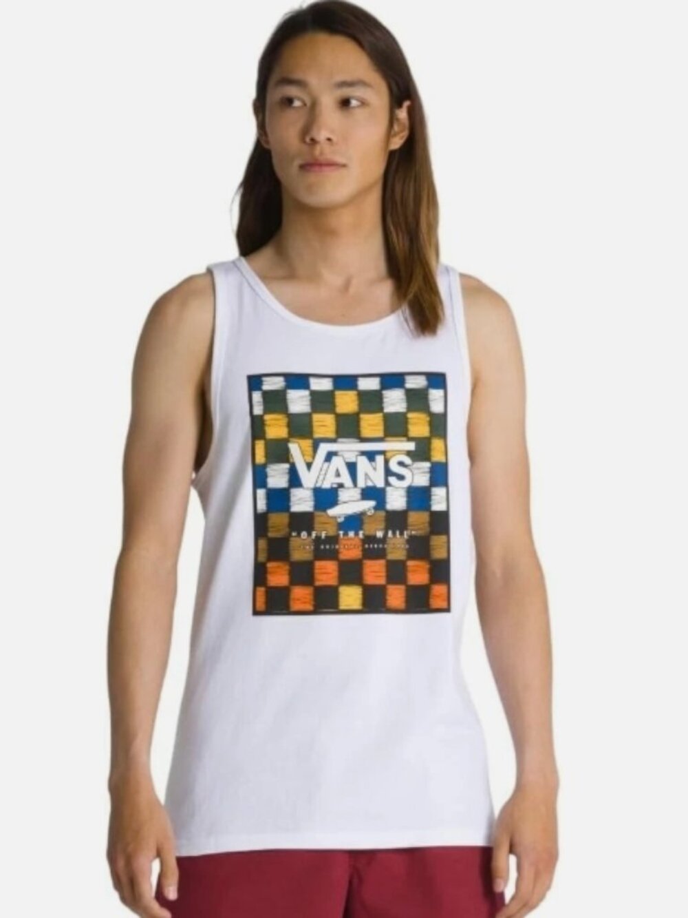 Vans Print Box Men's Tank Top (White/Mountain View/Gold Fusion) Size Small
